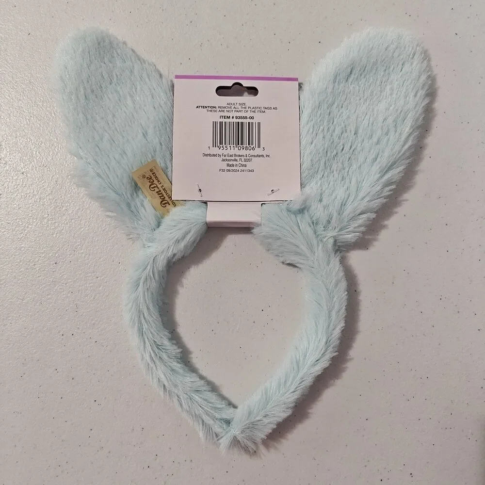 New DanDee Easter Bunny Ears Headband 8 Lot White Blue Plush Gingham Plaid NWT